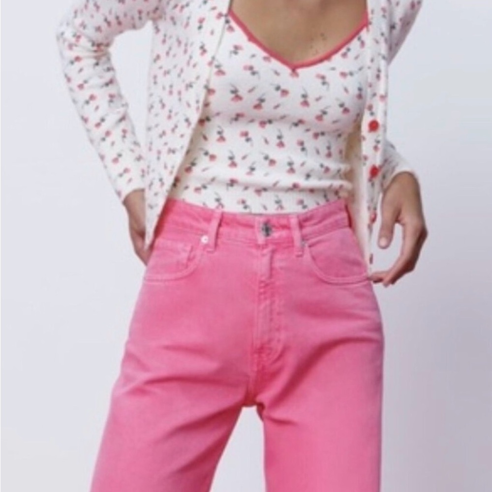 Zara Pink Floral Cardigan and Tank Set Small